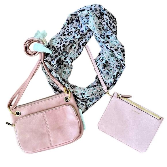 😊 3/$30 
Anne Klein Wristlet, Pretty Pink 3pcs: Scarf & Crossbody NWOT - Picture 11 of 11